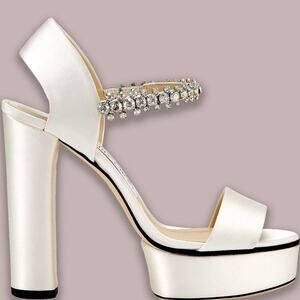 Jimmy Choo - Santina 125 - Santin Ivory Platform Sandals - Size 38.5